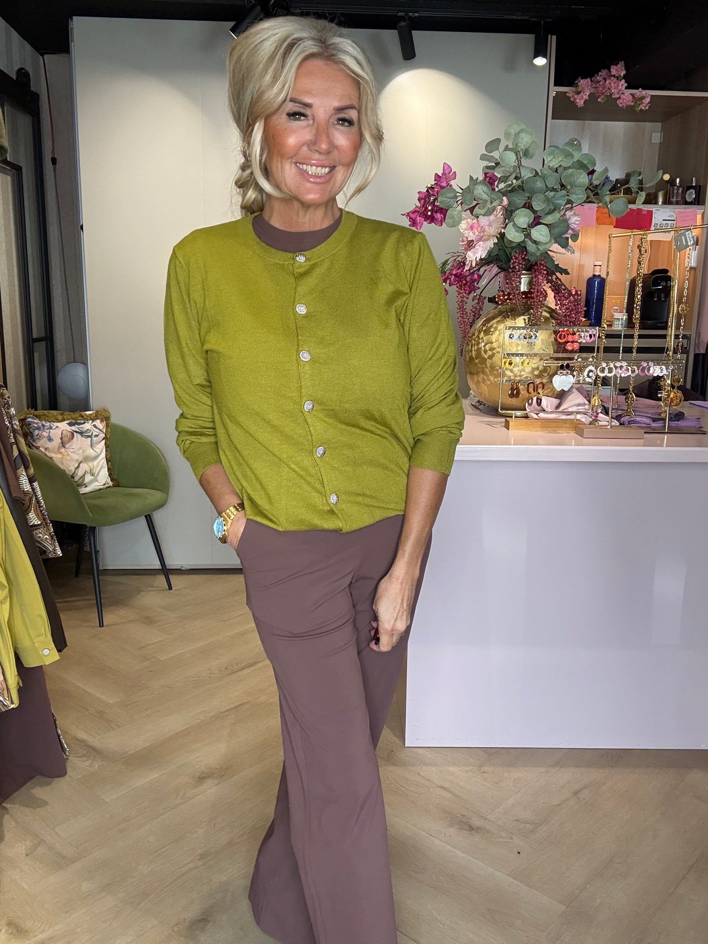 Mi Piace-cardigan Olive Oil – fintstrikket cardigan | MP202903
